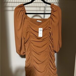 Abercrombie & Fitch Women's Ruched Brown Dress